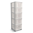 type A Desk Clear White Frame 3-Drawer Storage Tower, 10-in