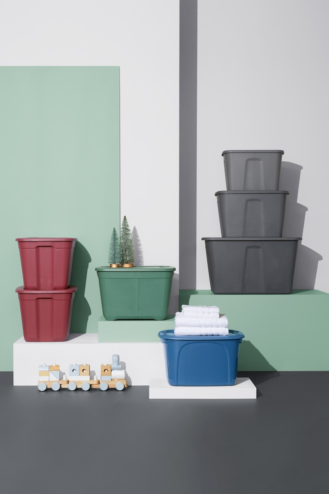 type A Restore Stackable Nesting Storage Box with Lid, 40L, Grey