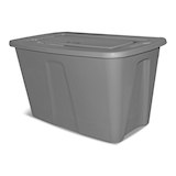 type A Restore Stackable Nesting Storage Box with Lid, 40-L, Grey Front_Angled_Left
