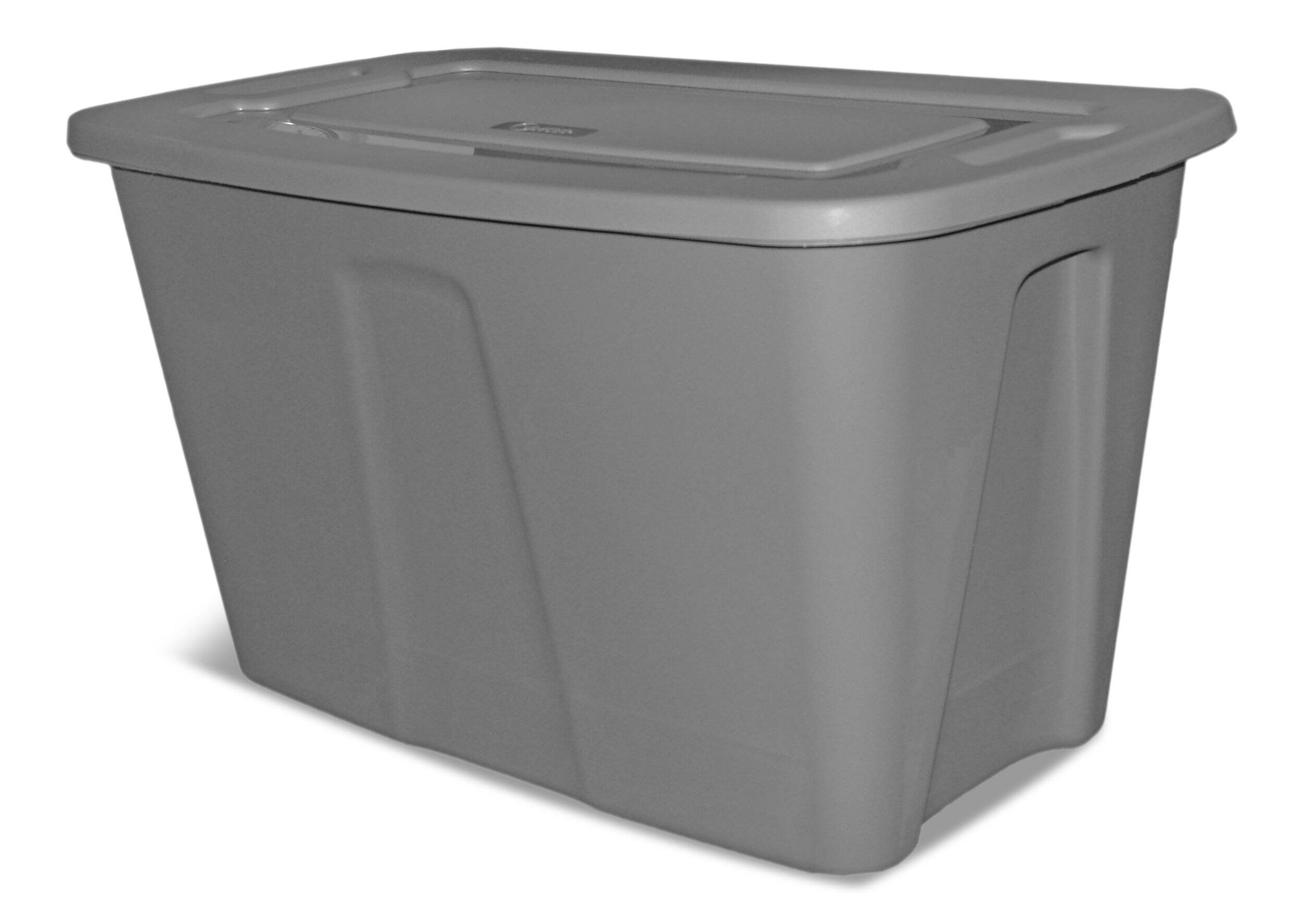 type A Restore Stackable Nesting Storage Box with Lid, 40-L, Grey Front_Angled_Left
