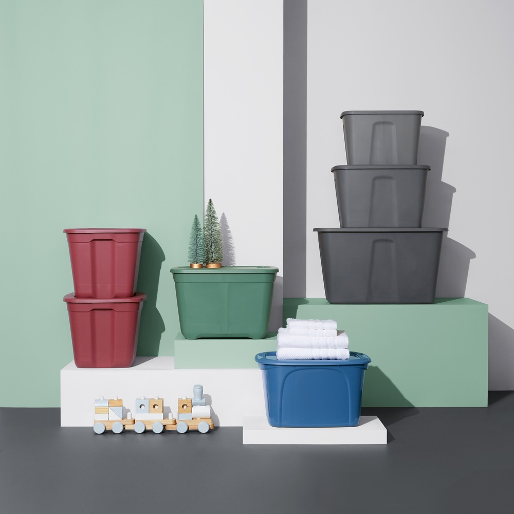 type A Restore Stackable Nesting Storage Box with Lid, 40L, Grey