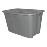 type A Restore Stackable Nesting Storage Box with Lid, 121-L, Grey Front_Angled_Left