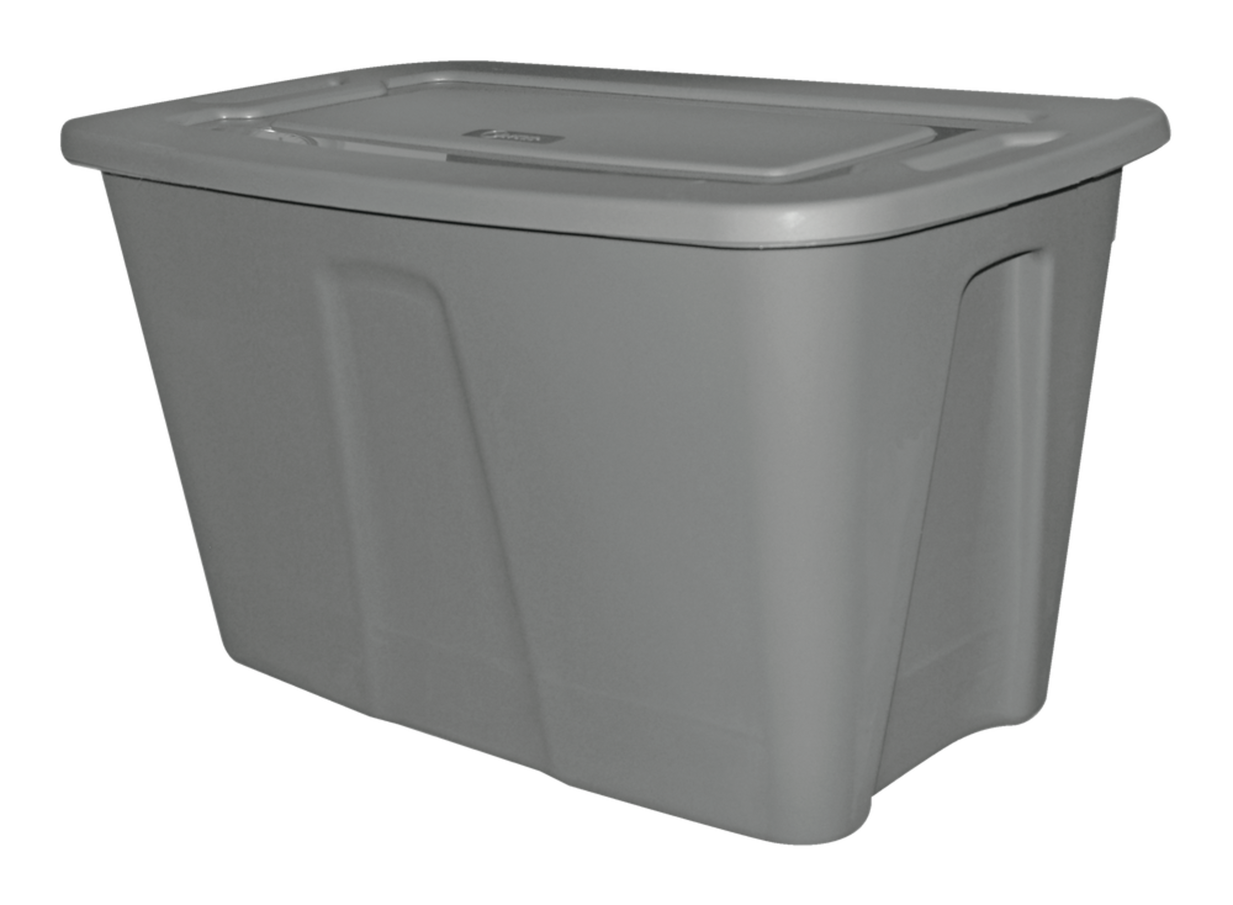 type A Restore Stackable Nesting Storage Box with Lid, 121-L, Grey Front_Angled_Left