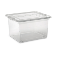 type A Clarity Transparent Filing Box with Lid, 32-L Front_Three_Fourths_Angled_Left
