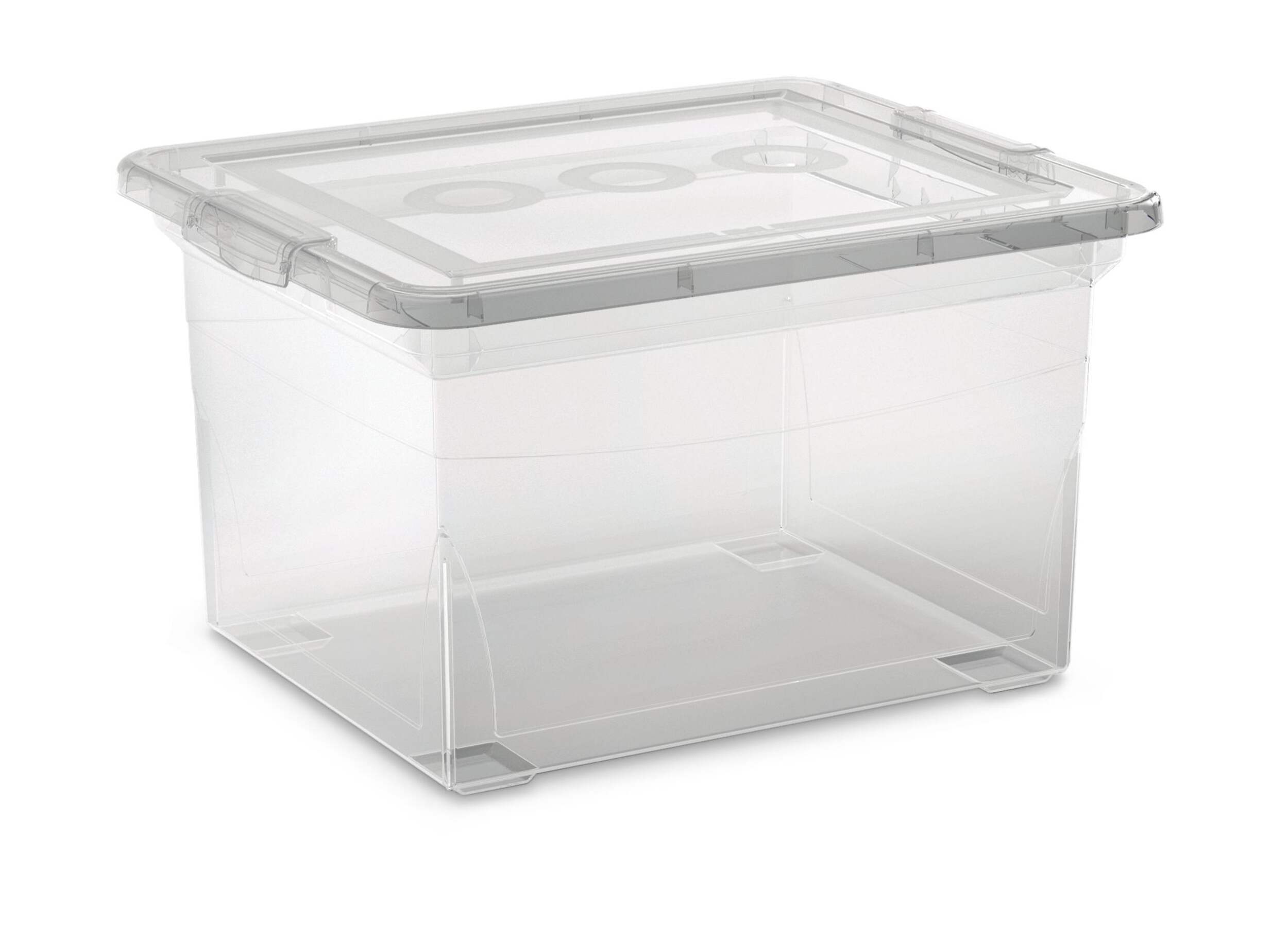 type A Clarity Transparent Filing Box with Lid, 32-L Front_Three_Fourths_Angled_Left