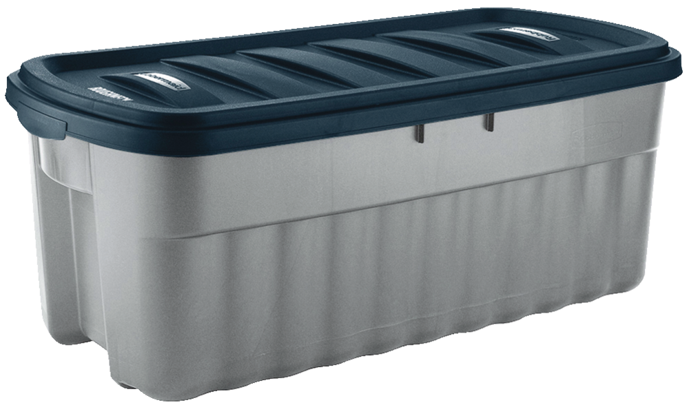 Mastercraft Heavy Duty Stackable Storage Box with Lid, 102-L, Black/Blue