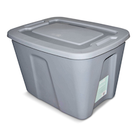 type A Restore Stackable Storage Box with Lid, 68-L, Grey Front_Angled_Left