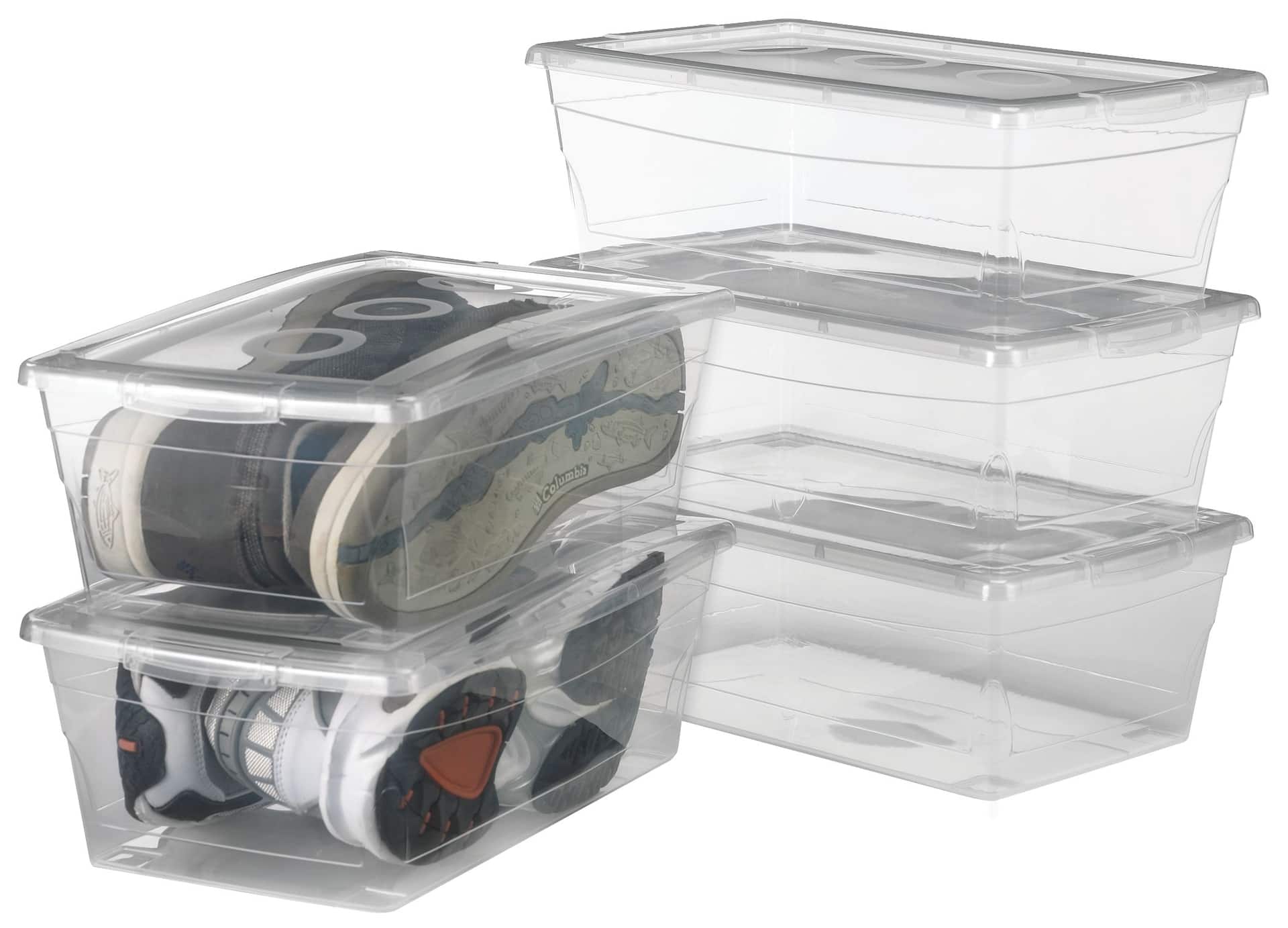 type A Clarity Transparent Shoe Box Storage Box with Lid 6 L 5 pk