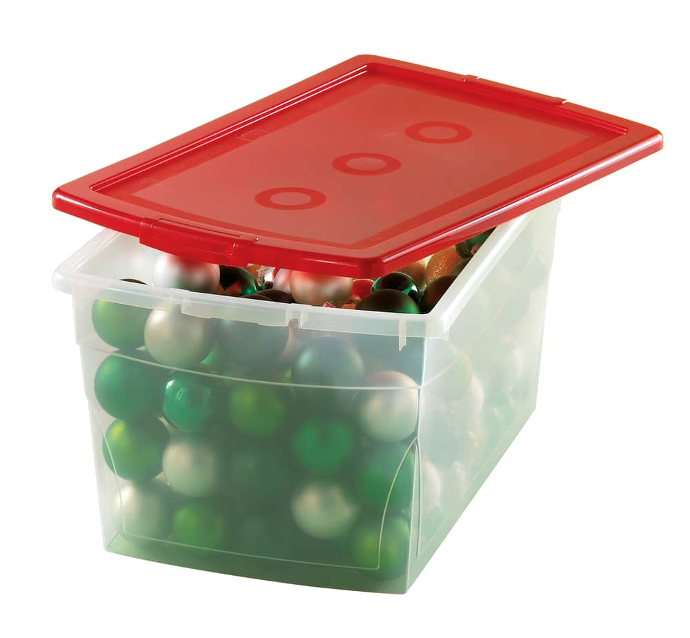 Omni Box with Red Lid, Clear, 50-L