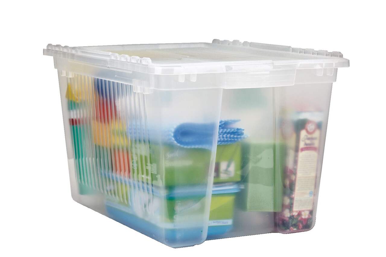 type A Transparent Flip-Top Storage Box with Lid, 45-L