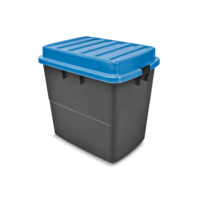 Mastercraft Heavy Duty Storage Box with Wheels and Latched Lid, 210-L, Black/Blue Front_Angled_Left