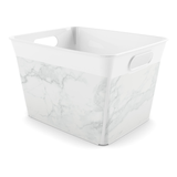 Bac/panier de rangement Type A, marbre blanc, 12&nbsp;L Front_Angled_Left