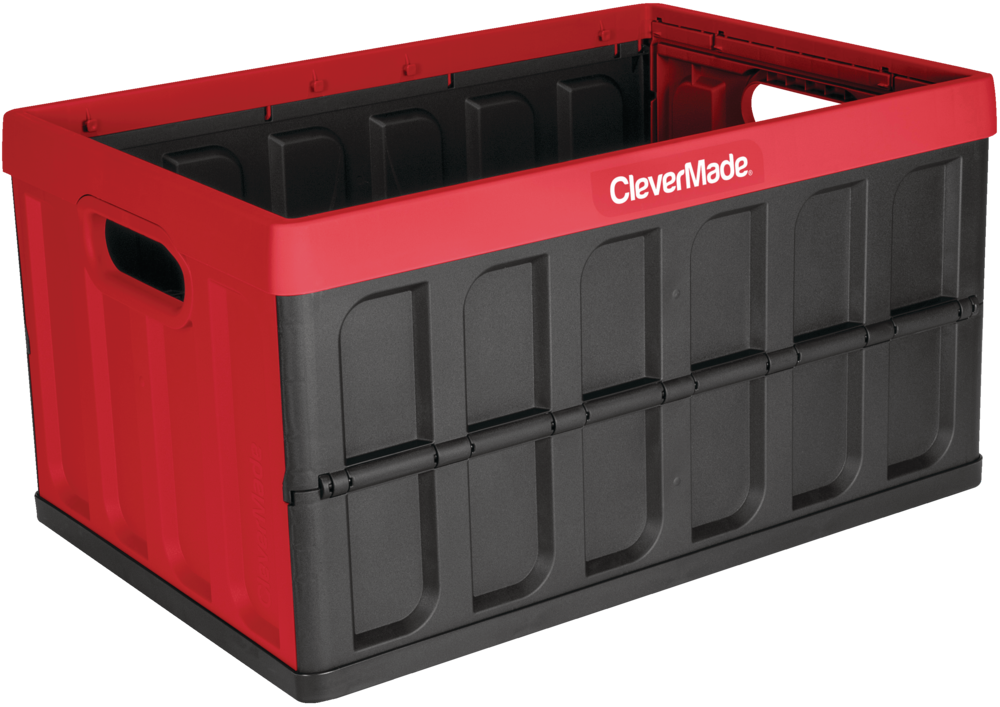 CleverCrate® Transport Storage Box, 46-L, Black/Red