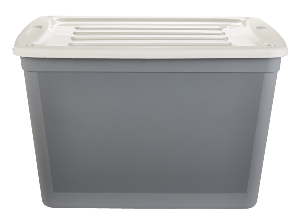 type A Stackable Storage Box with Lid and Wheels, 80L, Grey Canadian Tire