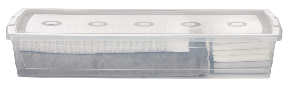 Boîte de rangement sous lit - 48 L - Beige, transparent