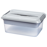 type A Transparent Storage Box with Latched Lid, Divider Tray and Carrying Handle, 13-L Front_Angled_Left