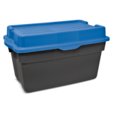 Bac de rangement empilable et robuste Mastercraft, avec couvercle à charnière, noir/bleu, 132 L Front_Angled_Right