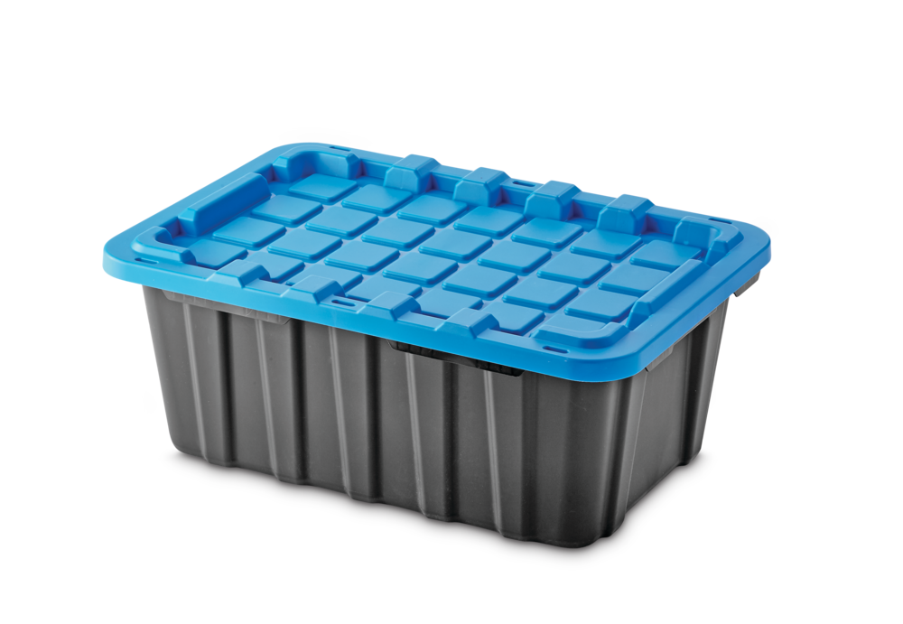 12 Gallon Heavy Duty Latching Plastic Storage Box, Black Base/Blue Lid, Set  of 4 - AliExpress