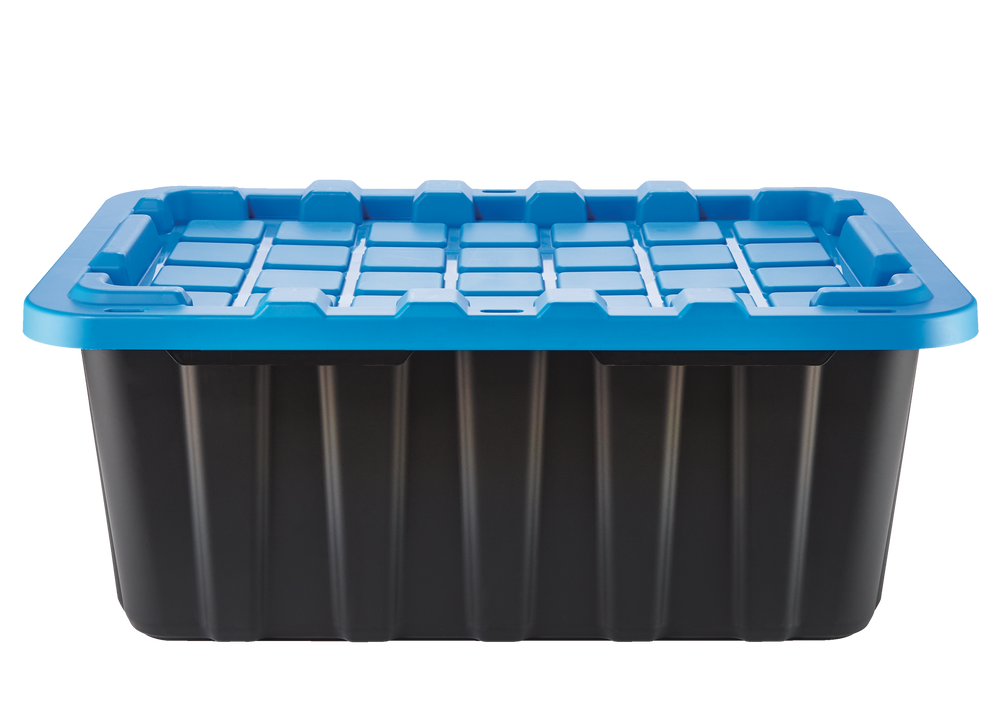 Mastercraft Heavy Duty Stackable Storage Box with Lid, 70L, Black/Blue