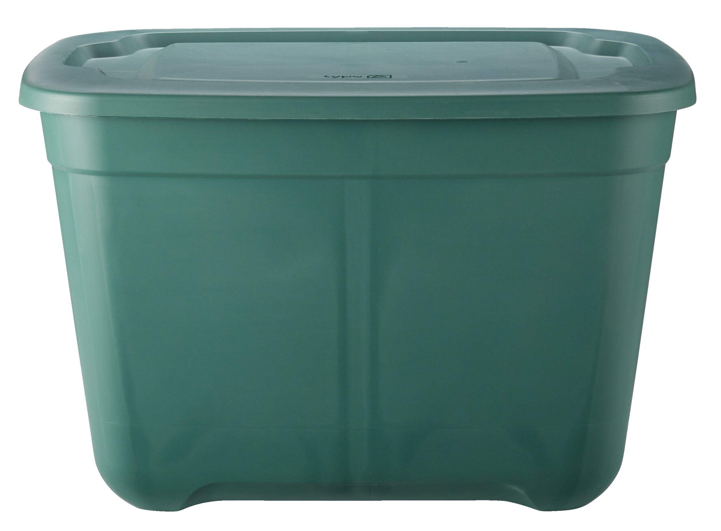 type A Restore Stackable Storage Box with Lid, 68-L, Green Front_Elevated