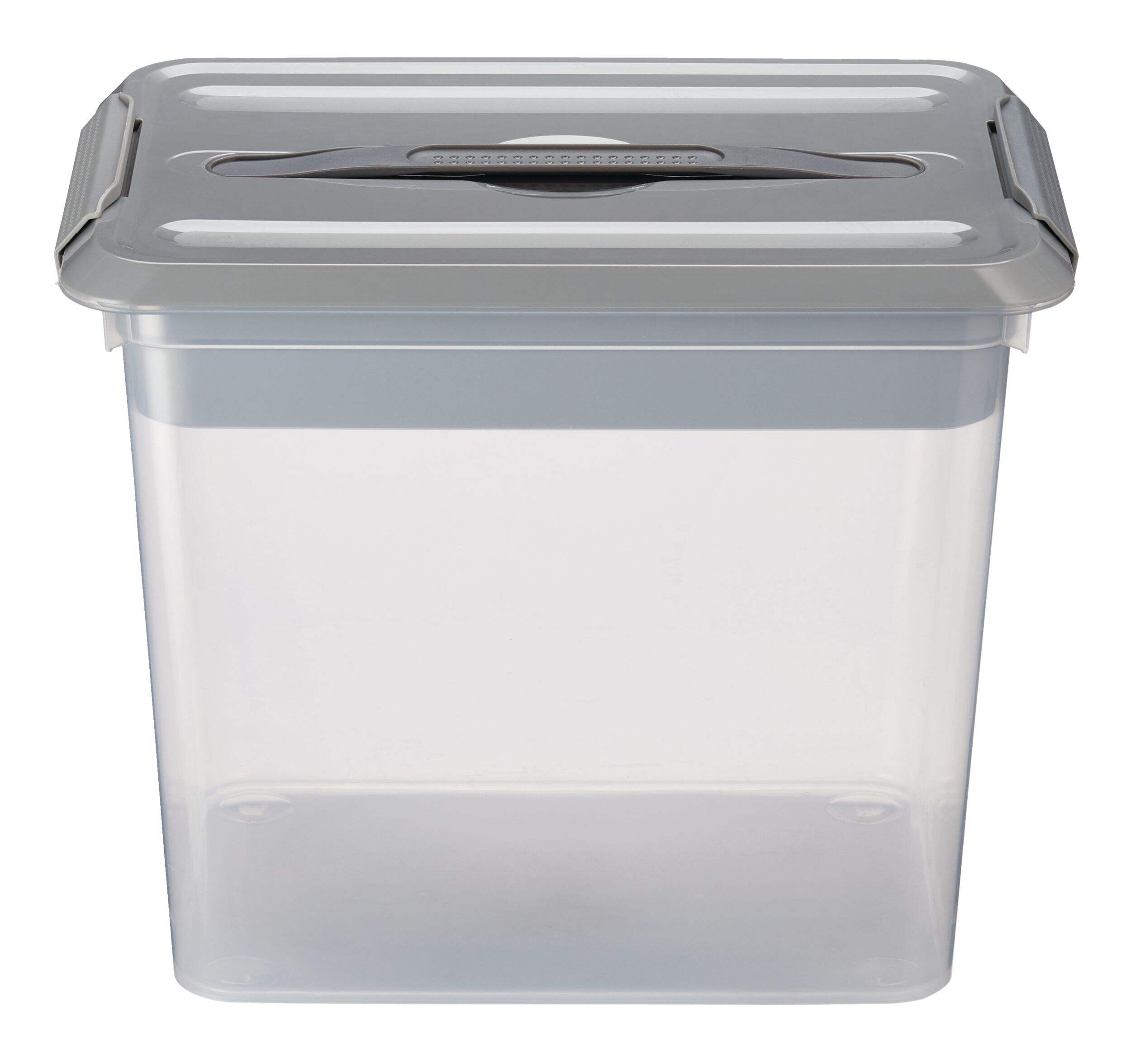 type A Transparent Storage Box with Latched Lid, 24.6-L Front_Elevated