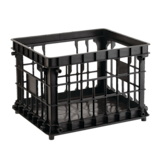 type A Prima Stackable Milk Crate Storage Basket, 30.7-L, Black Front_Angled_Right