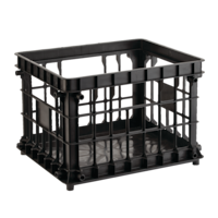 type A Prima Stackable Milk Crate Storage Basket, 30.7-L, Black Front_Angled_Right