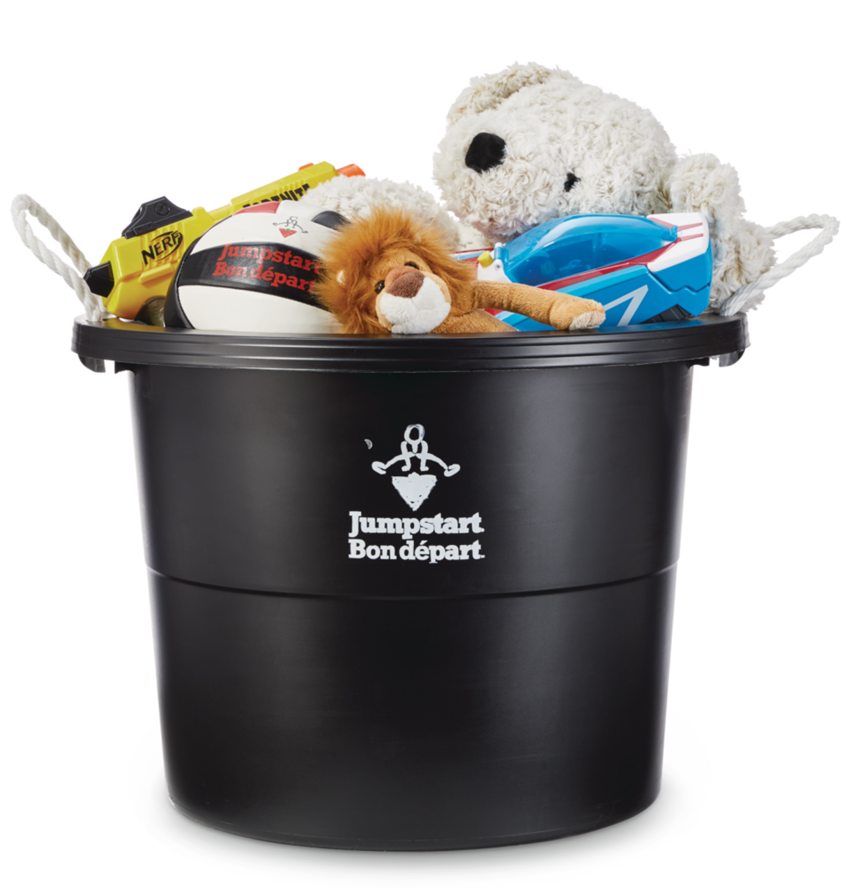 Toy bucket with rope handles store