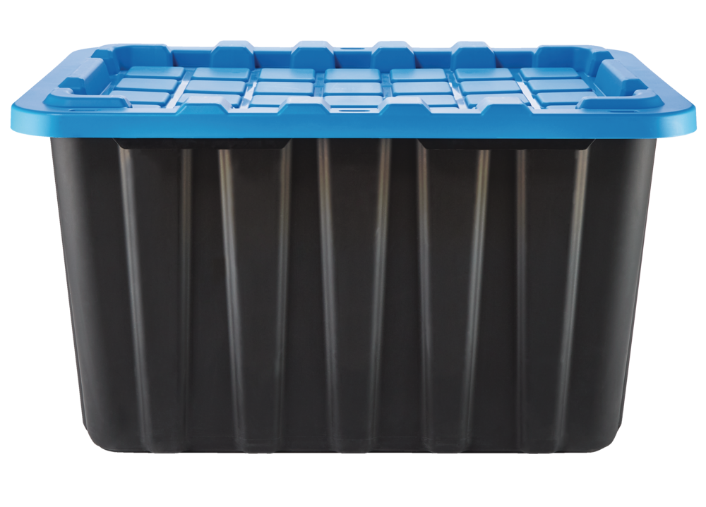 Mastercraft Heavy Duty Tote/Storage Box with Lid, 102L, Black/Blue