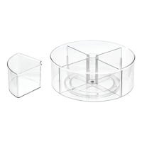 The Home Edit by iDESIGN Clear Divided Rotating Turntable Organizer Front_Elevated
