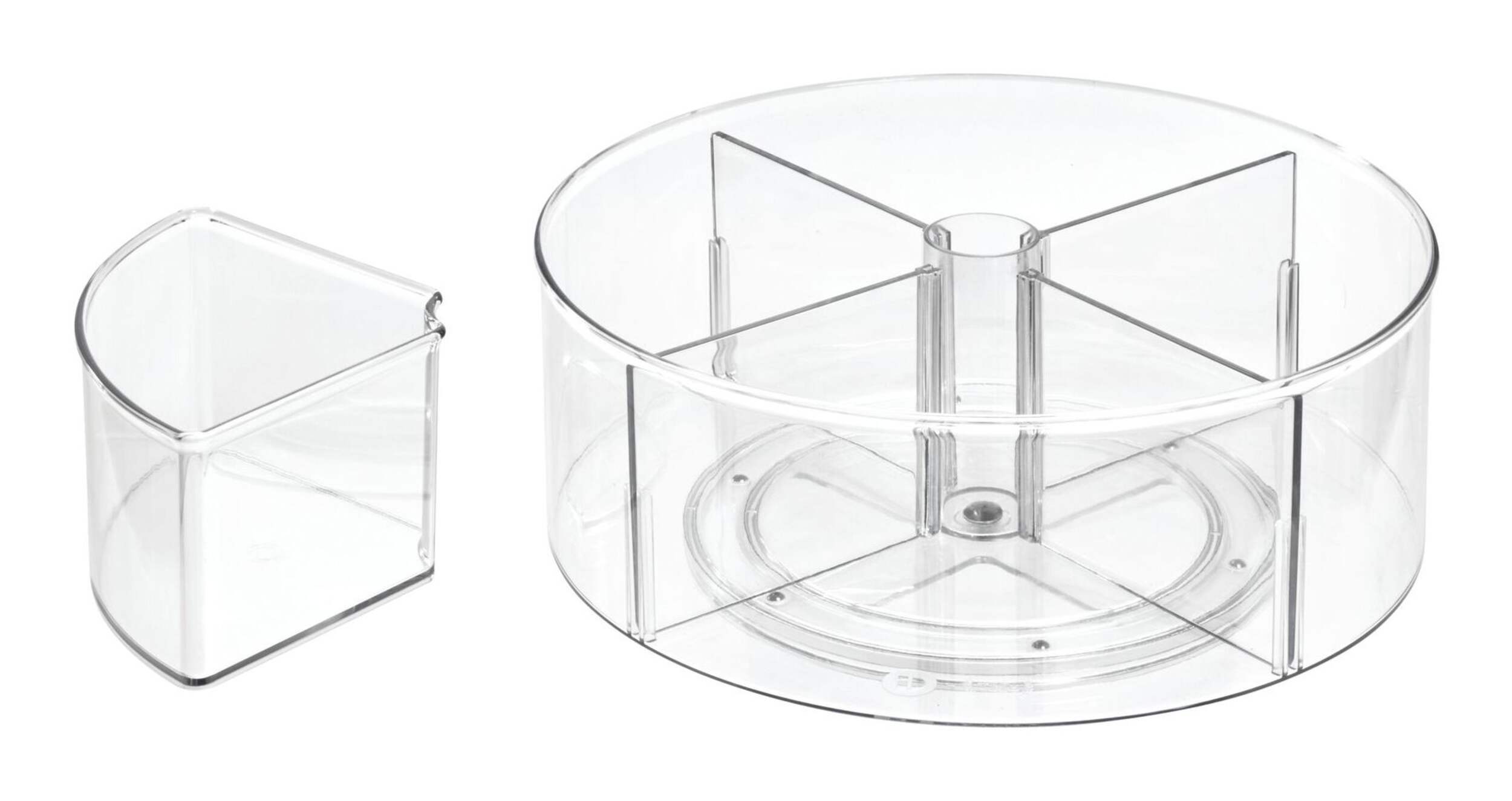 The Home Edit by iDESIGN Clear Divided Rotating Turntable Organizer Front_Elevated