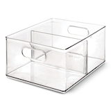 The Home Edit by iDESIGN Clear Stackable Divided Deep Organizing Storage Bin, 11.5-L Front_Angled_Left