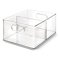 Bac de rangement empilable profond à compartiments The Home Edit par iDESIGN, transparent, 11,5 L Front_Angled_Left