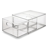 The Home Edit by iDESIGN Clear Stackable Divided Customizable Storage Drawer, 11.5-L Front_Angled_Left