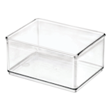 The Home Edit by iDESIGN Clear Stackable Medium Shallow Organizing Storage Bin, 1.2-L Front_Angled_Left