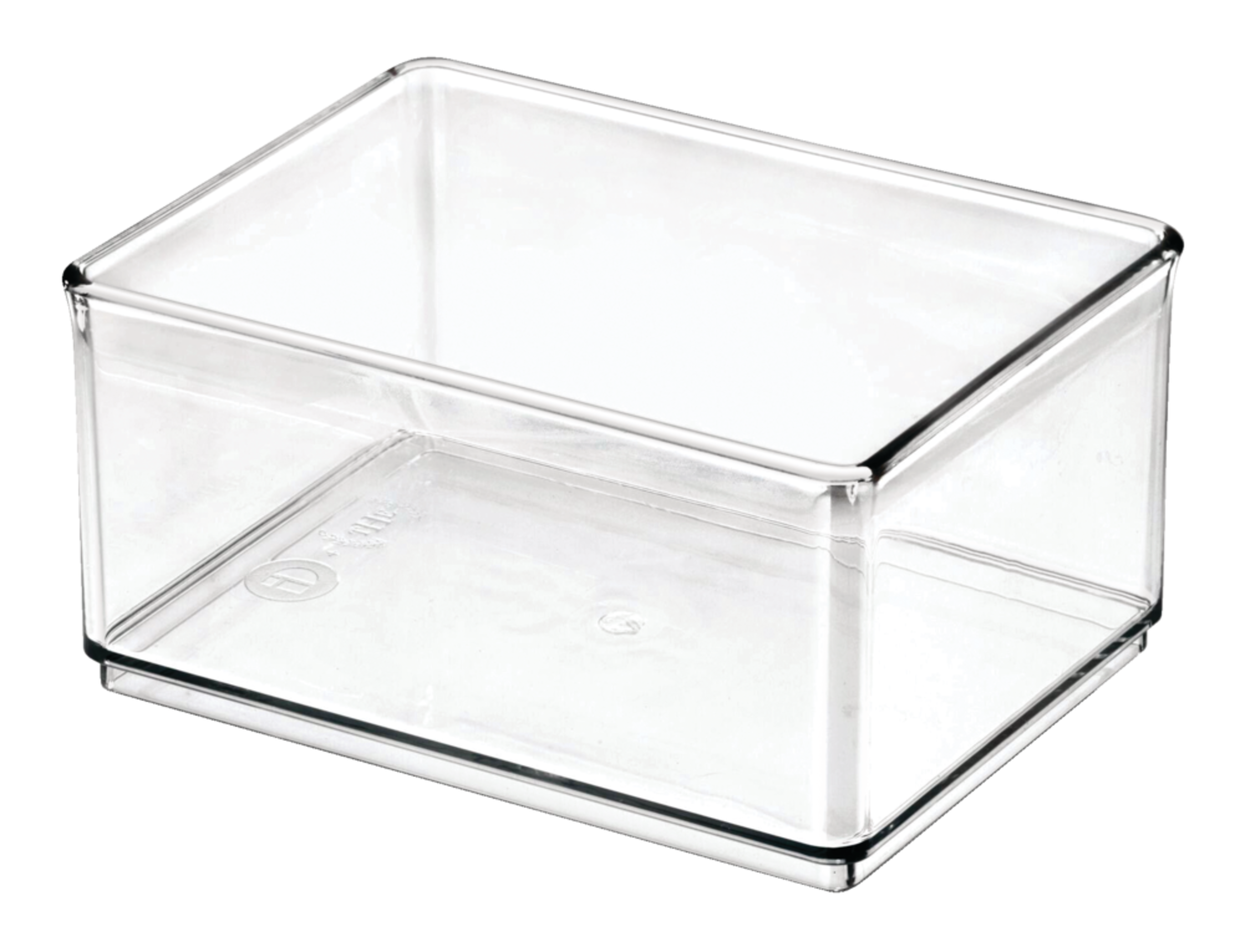 The Home Edit by iDESIGN Clear Stackable Medium Shallow Organizing Storage Bin, 1.2-L Front_Angled_Left