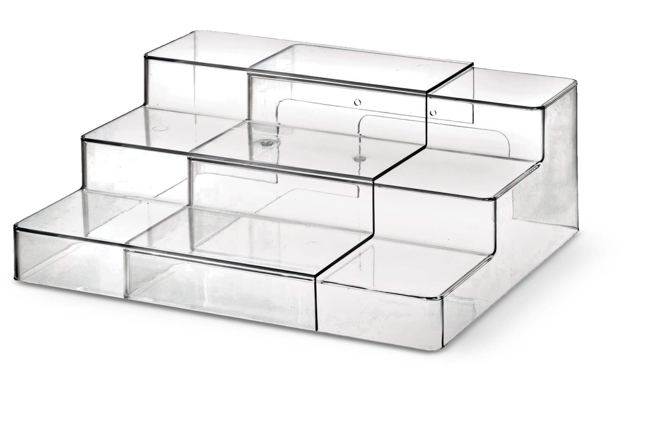 The Home Edit by iDESIGN Clear 3-Tier Expandable Organizing Storage Shelf Front_Angled_Left