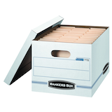 Fellowes Cardboard Bankers Box Filing/Storage Bin with Lid, 30-L, 6-pk Front_Angled_Left