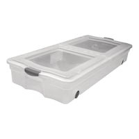 Bac de rangement empilable sous le lit Type A Clarity sur roulettes et avec couvercle, transparent, 64 L Front_Three_Fourths_Angled_Left