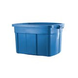 Bac de rangement empilable Rubbermaid Roughneck avec couvercle, bleu, 94,5 L Front_Angled_Left