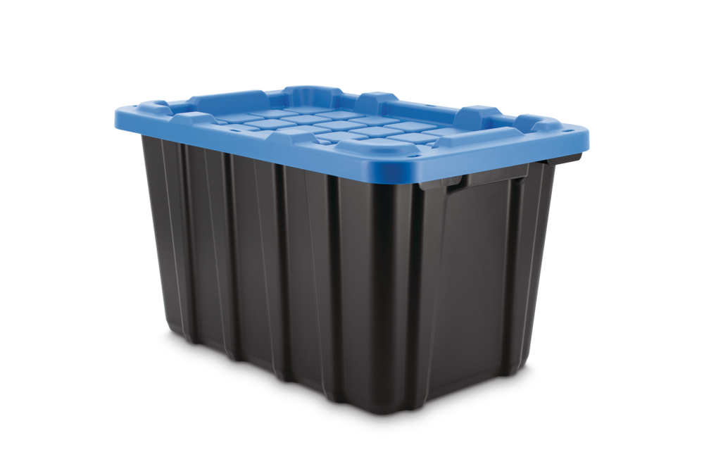 Mastercraft Heavy Duty Stackable Tote/Storage Box with Lid, 45L, Black