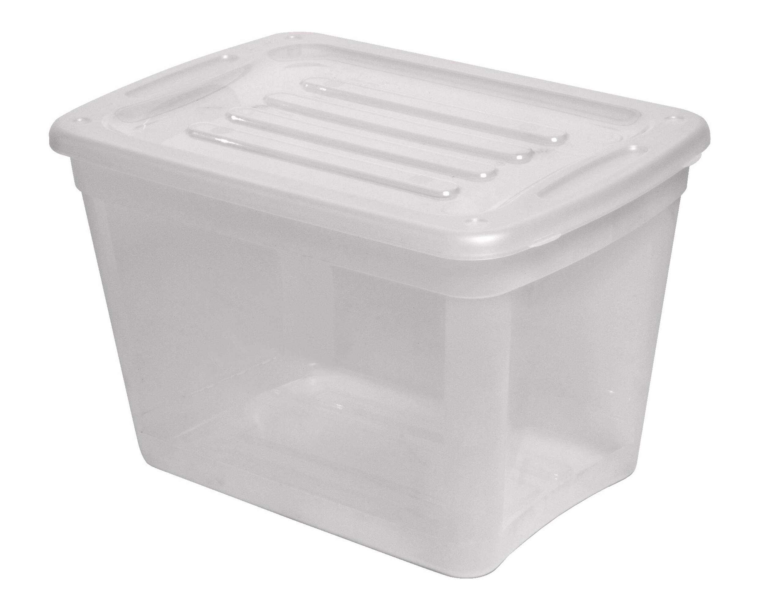 type A Transparent Stackable Storage Box with Lid, 39-L Front_Angled_Left