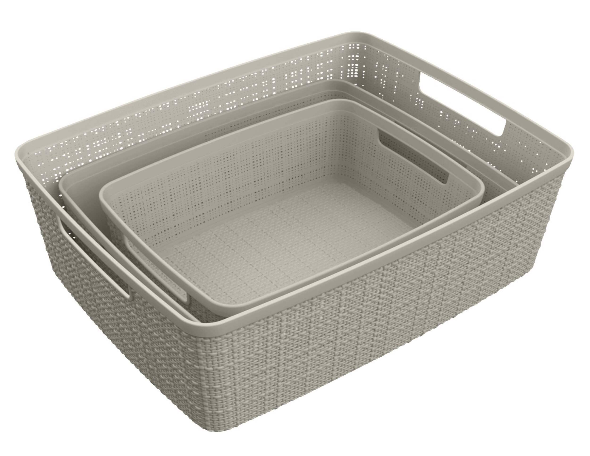 Keter Jute Storage Basket Set, Papyrus, 3-pc Overhead_Plunge