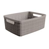 Keter Jute Small Storage Basket, Cobblestone Front_Three_Fourths_Angled_Left