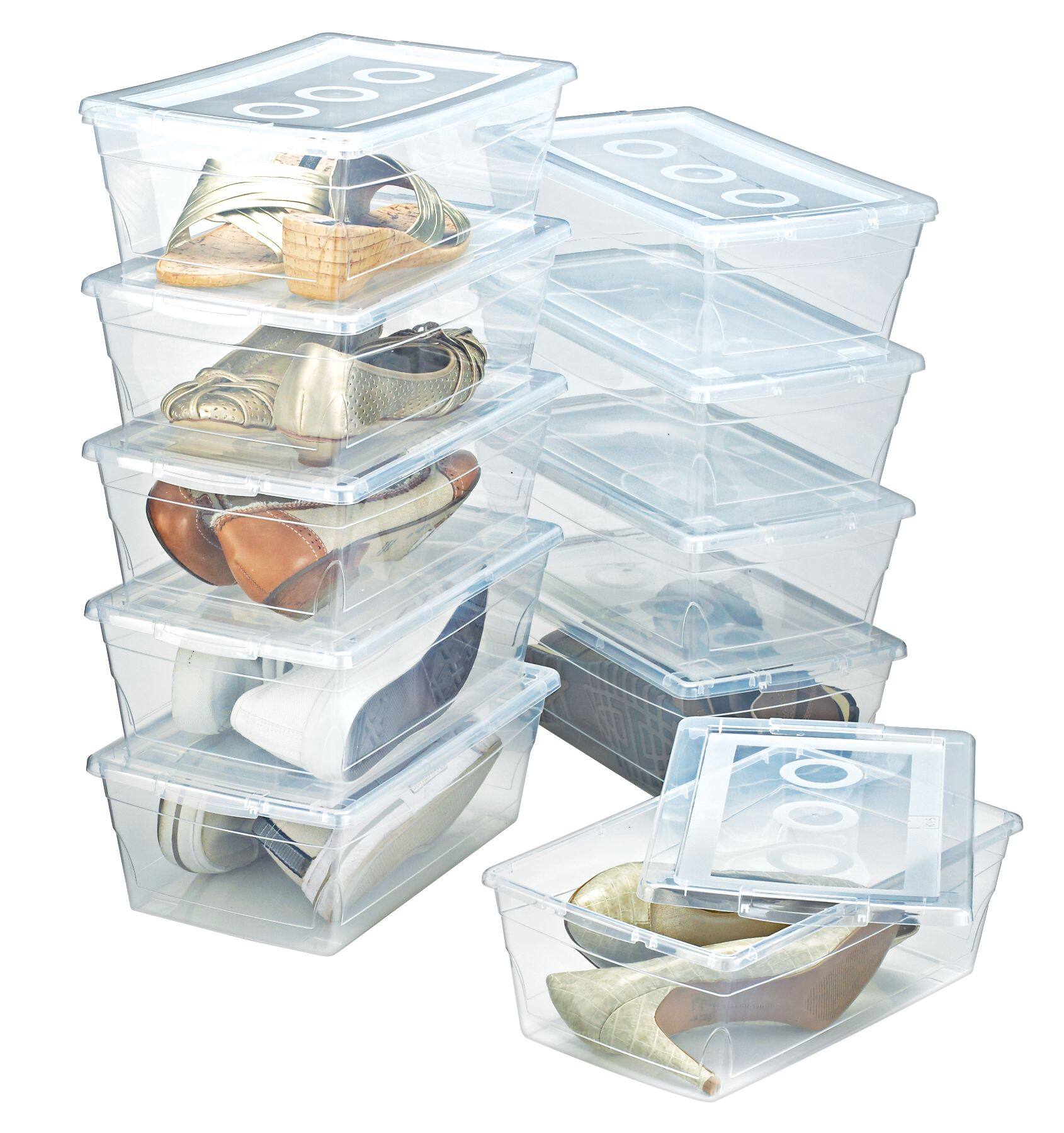 低価格 QTIPY Clear shoe Drop boxes stackable Shoe Clear Containers