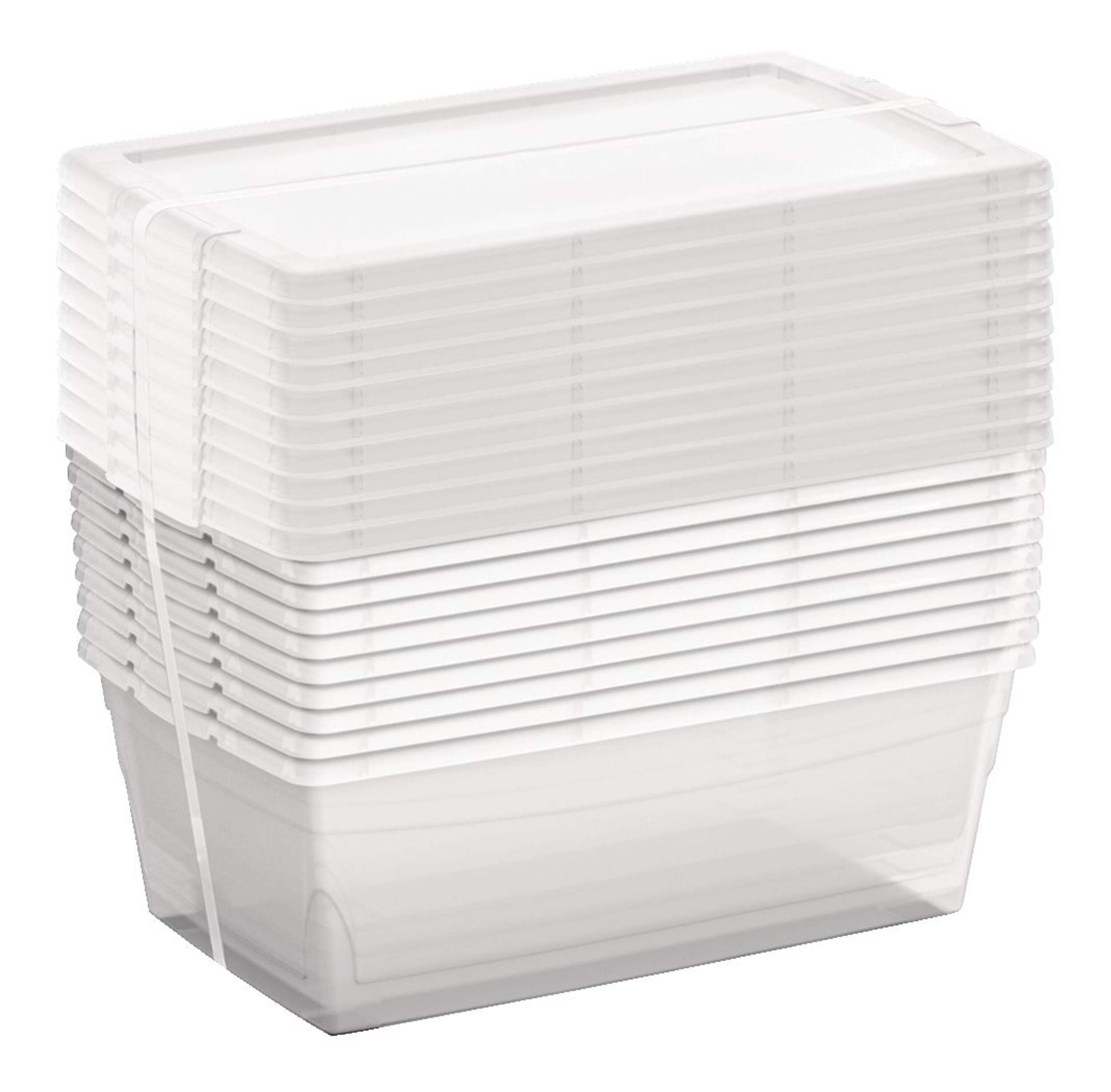 type A Clarity Transparent Stackable Shoe Storage Box with Lid, 6-L, 10-pk Front_Angled_Right