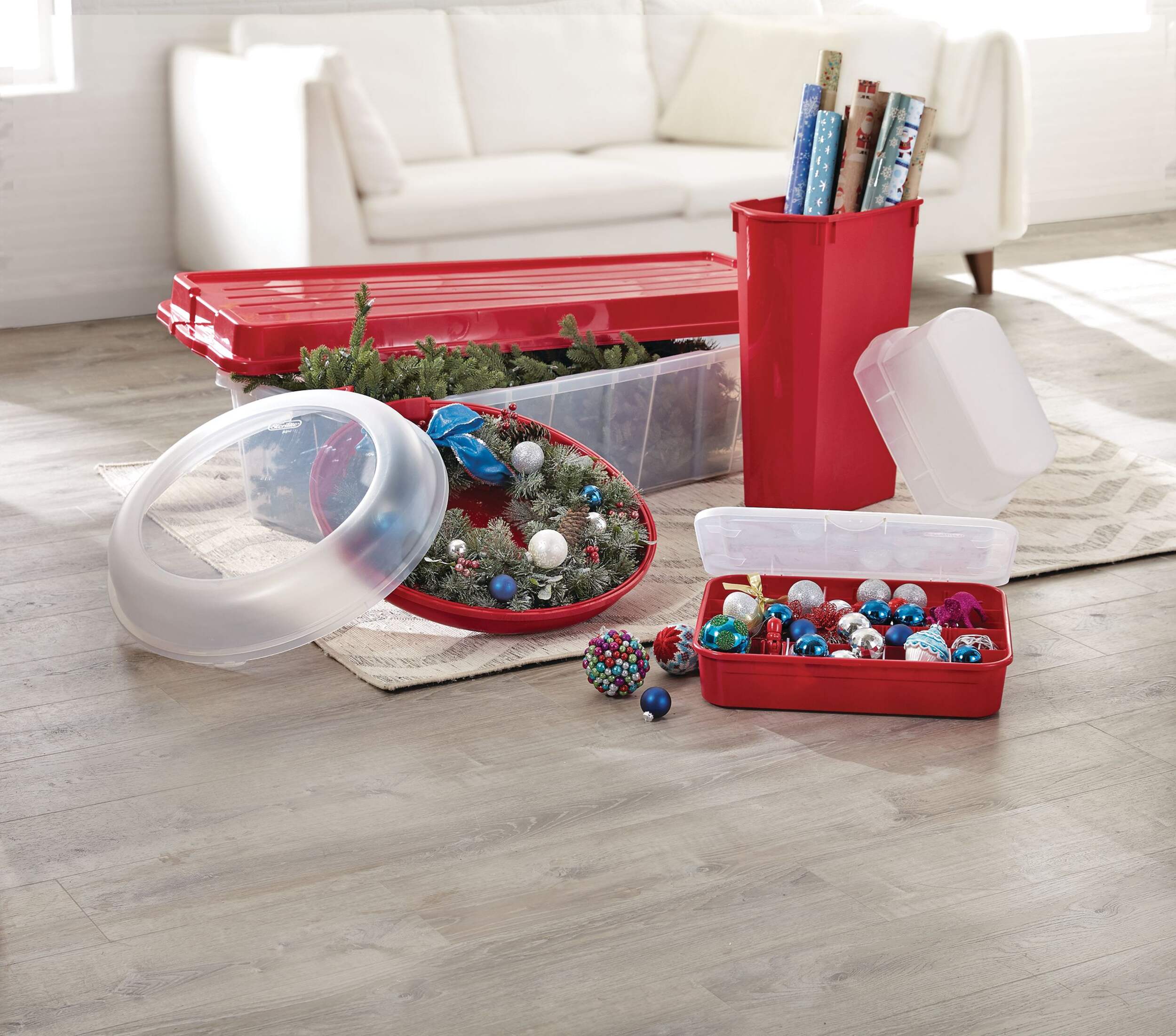 Holiday Transparent Christmas Tree Storage Box with Wheels and Latched