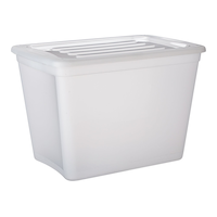 type A Transparent Stackable Storage Box with Lid, 72-L Front_Angled_Right
