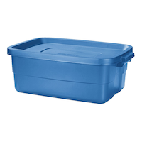 Rubbermaid Roughneck Stackable Storage Box with Lid, 38-L, Blue Front_Angled_Left