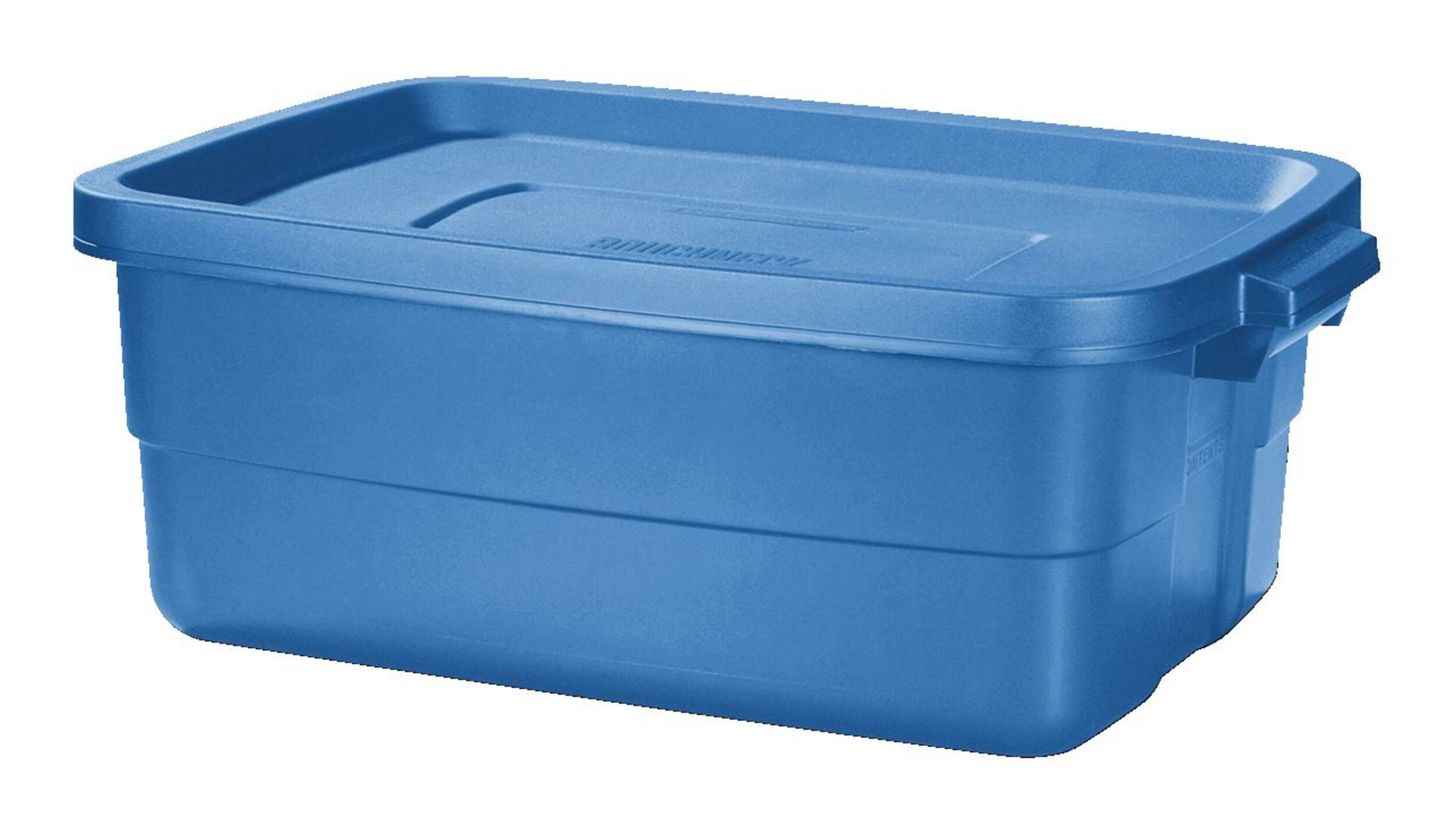 Bac de rangement empilable Rubbermaid Roughneck avec couvercle, bleu, 38 L Front_Angled_Left